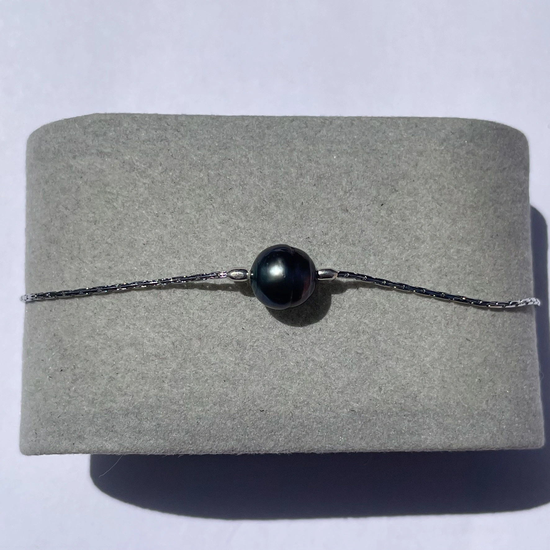 Bracelet argenté avec Perle de Tahiti