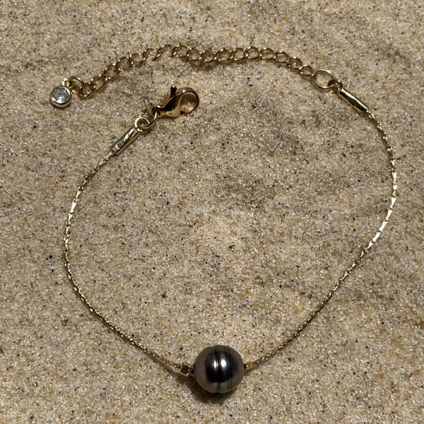 Bracelet perle de Tahiti doré sur sable