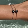 Bracelets argenté et doré avec perle de Tahiti