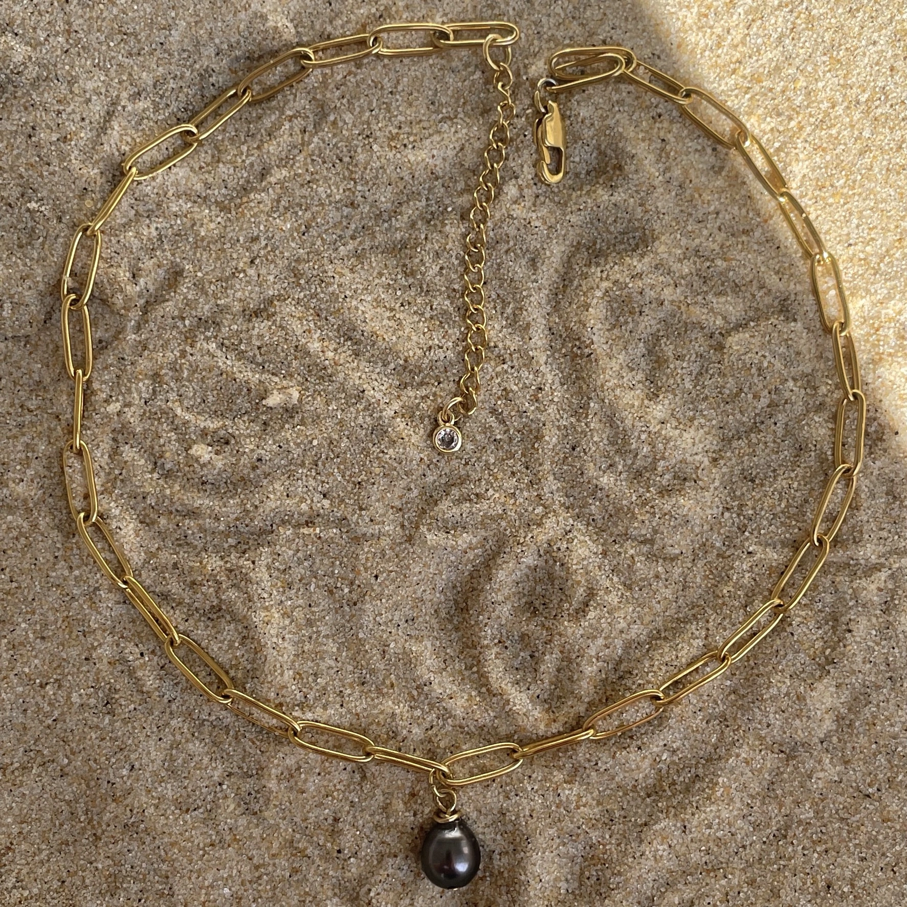 collier doré fait main avec perle de Tahiti