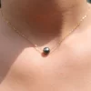 magnifique collier fabriqué à la main en acier et perle de tahiti
