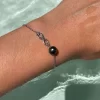 Bracelet perle de tahiti argenté