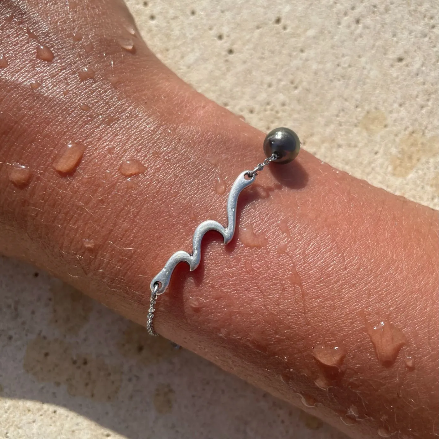 Bracelet Tai pendentif vague Bracelet Tai argenté