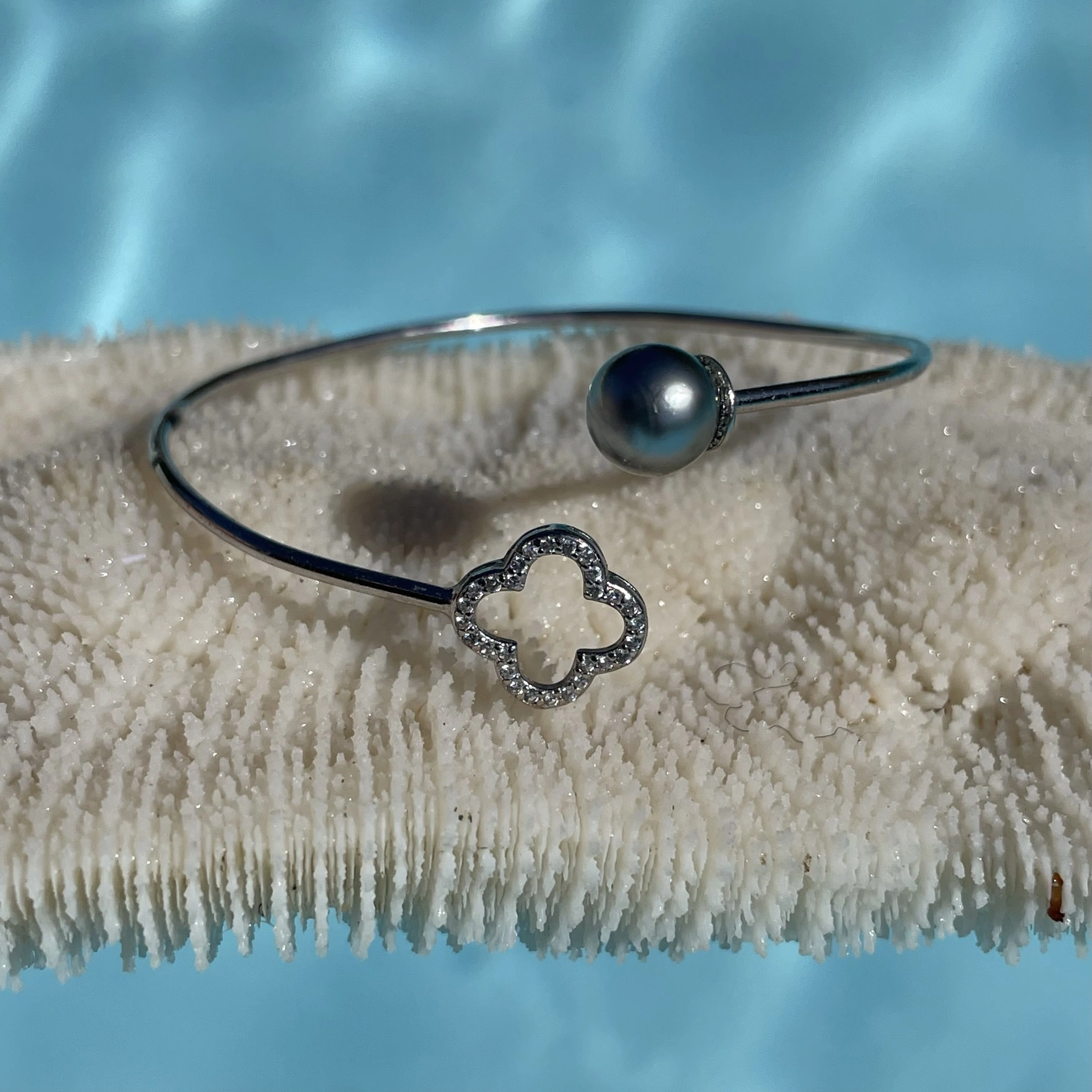 Jonc trefle jonc trèfle de Tahiti argent 925