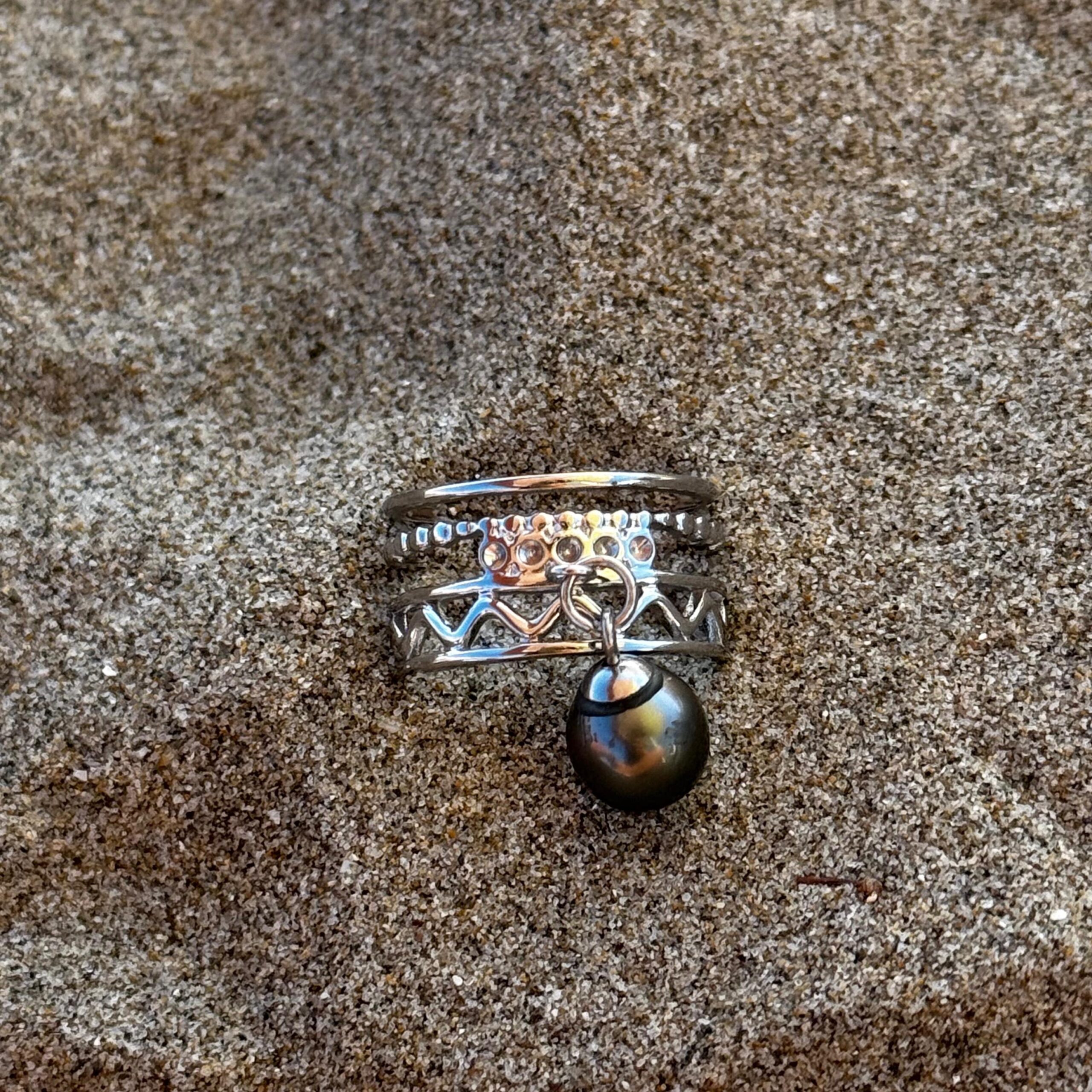 Bague Tehani argente fait main en france