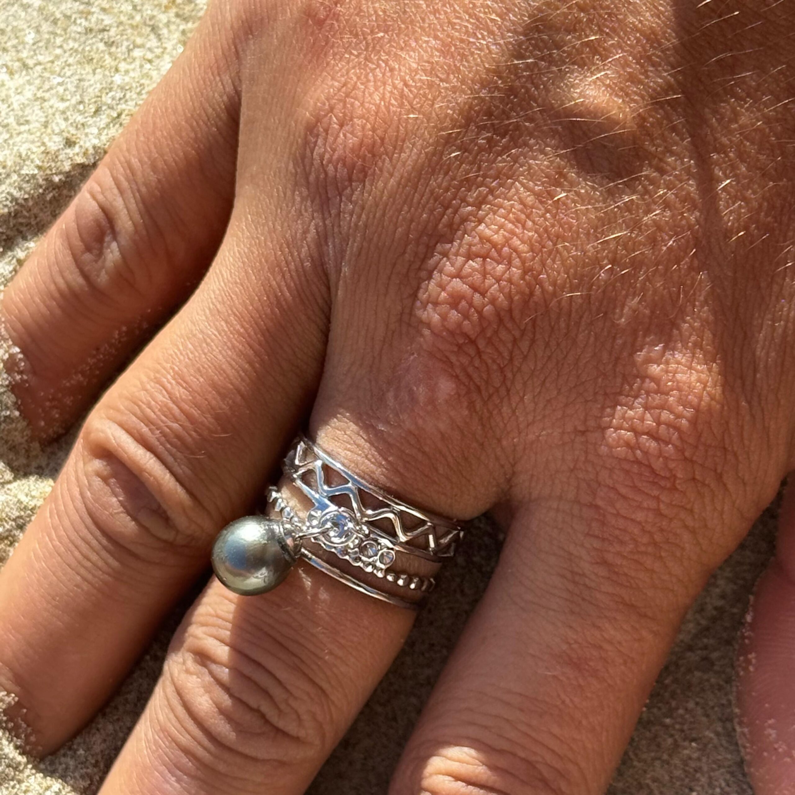 Bague Tehani argente fait main