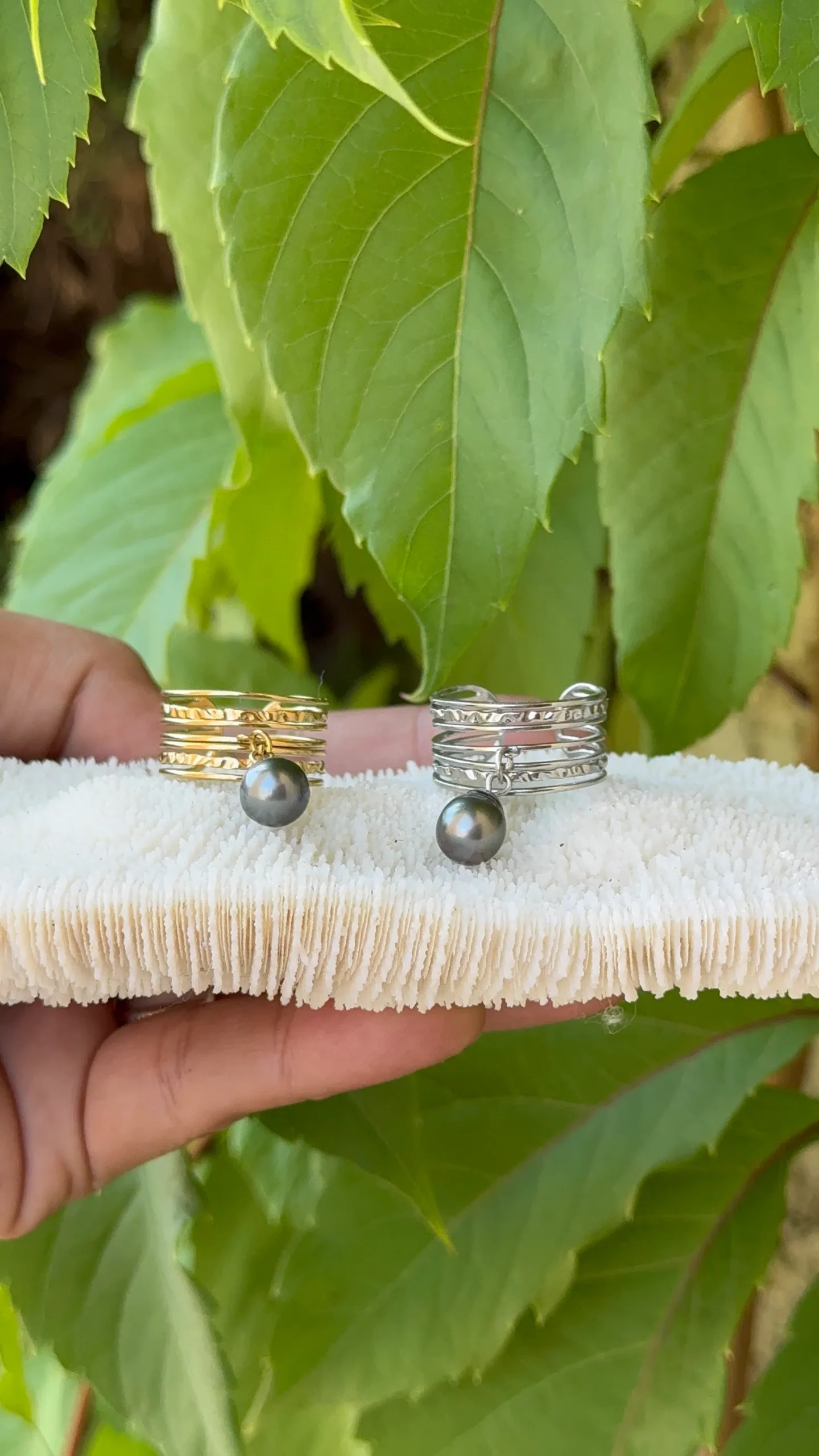 Bague Vaiani acier inoxydable et sa perle de tahiti_11zon