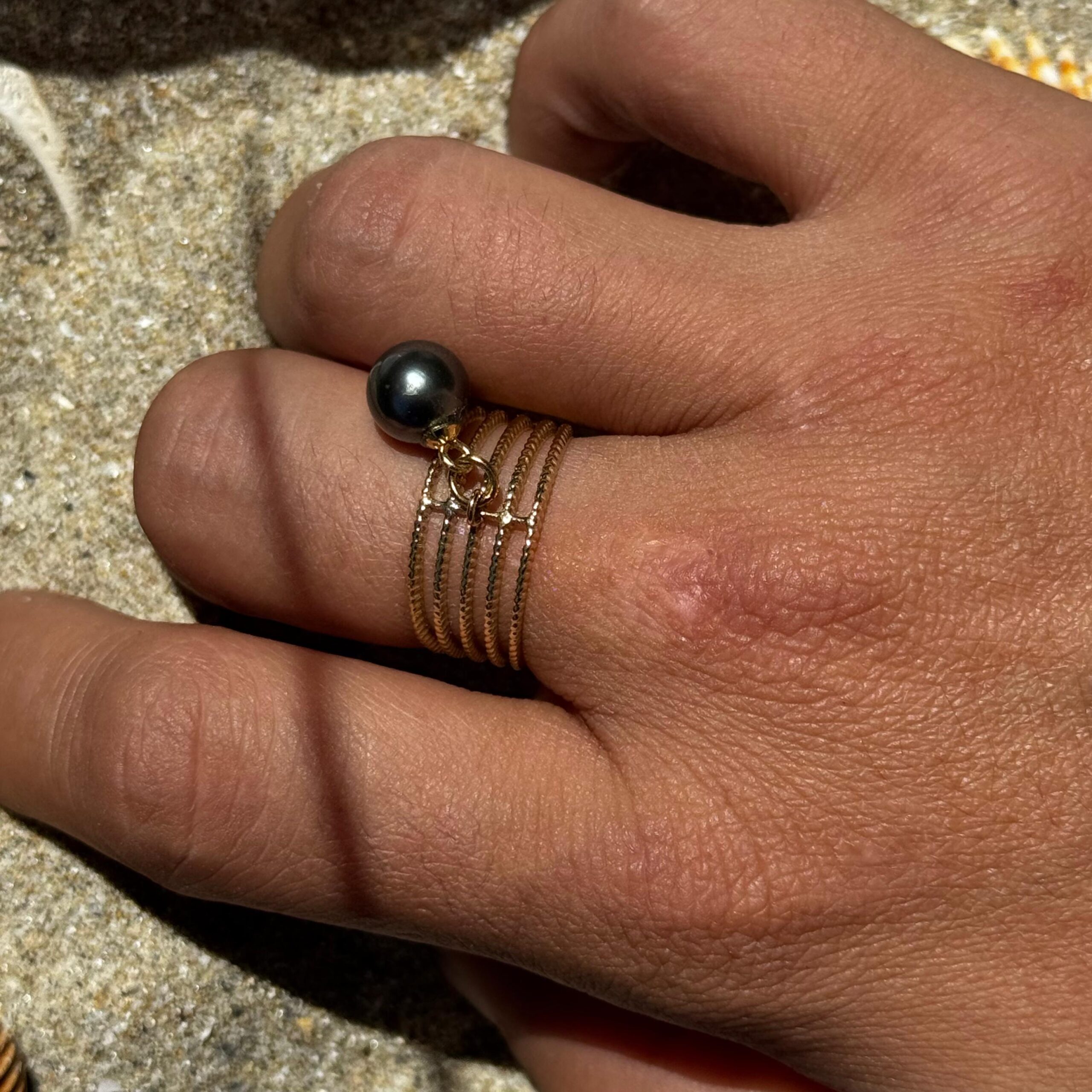 bague tepua dore de tahiti fait main