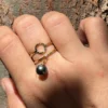 Bague Soleia en acier inoxydable doré porté