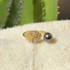 Bague Tropicalia argent 925 doré feuille en oxyde de zirconium avec perle de Tahiti